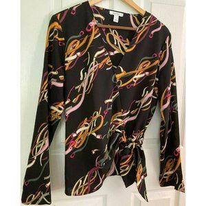 Nine West Ribbons Belts Ropes Colorful Women's blouse L